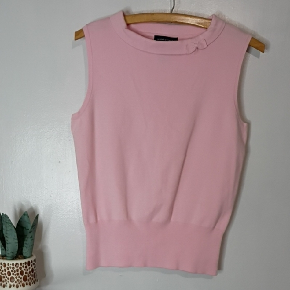 Good Clothes Pink Sleeveless Sweater Tank Top Medium Bow Crew Neck Feminine - Picture 2 of 8